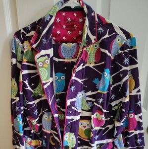 Nick & Nora owl flannel pajama set, size M (8-10)